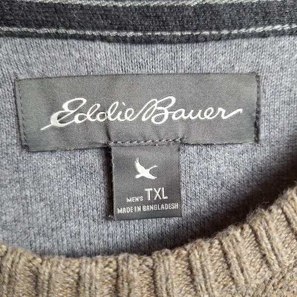 EDDIE BAUER 90s Y2K Style Crewneck Sweater Sz XL/Tall Taupe Business Casual GUC! - Picture 5 of 8